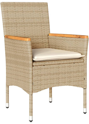 Tuinstoelen 2 st met kussens poly rattan beige