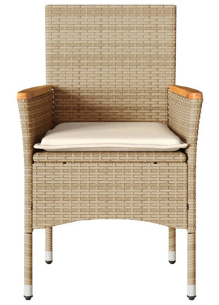 Tuinstoelen 2 st met kussens poly rattan beige