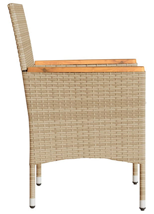 Tuinstoelen 2 st met kussens poly rattan beige
