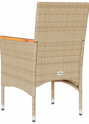 Tuinstoelen 2 st met kussens poly rattan beige