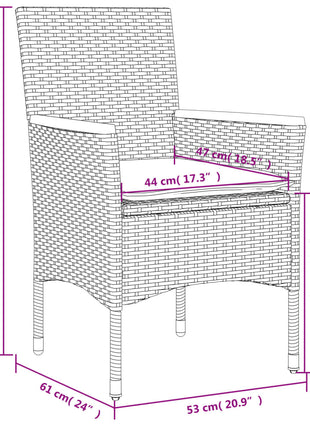 Tuinstoelen 2 st met kussens poly rattan beige