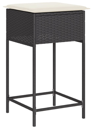 Tuinbarkrukken met kussens 2 st poly rattan zwart