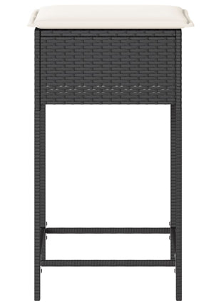 Tuinbarkrukken met kussens 2 st poly rattan zwart