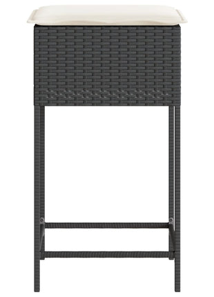Tuinbarkrukken met kussens 2 st poly rattan zwart