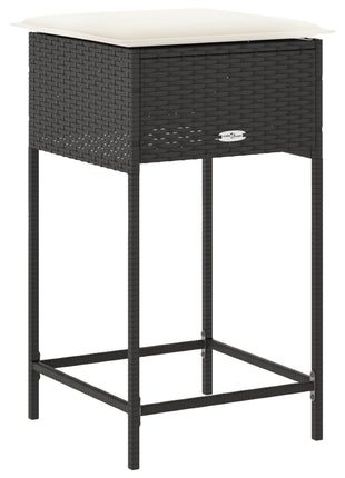 Tuinbarkrukken met kussens 2 st poly rattan zwart