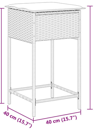 Tuinbarkrukken met kussens 2 st poly rattan zwart