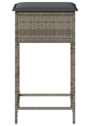 Tuinbarkrukken met kussens 2 st poly rattan grijs