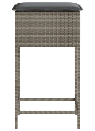 Tuinbarkrukken met kussens 2 st poly rattan grijs