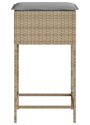 Tuinbarkrukken 2 st met kussens poly rattan beige