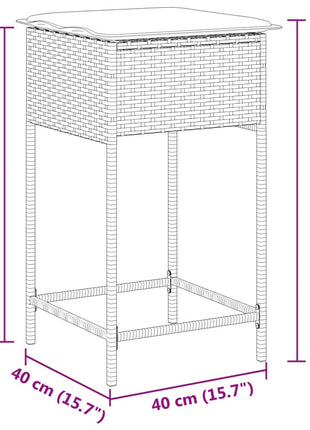 Tuinbarkrukken 2 st met kussens poly rattan beige