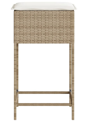 Tuinbarkrukken 2 st met kussens poly rattan beige