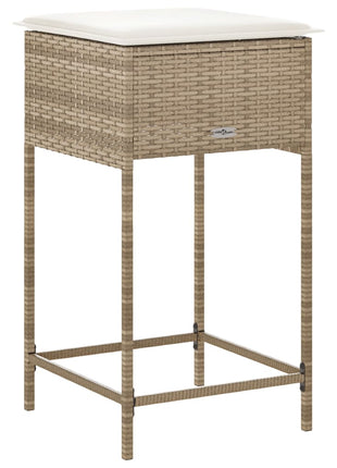 Tuinbarkrukken 2 st met kussens poly rattan beige