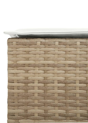 Tuinbarkrukken 2 st met kussens poly rattan beige