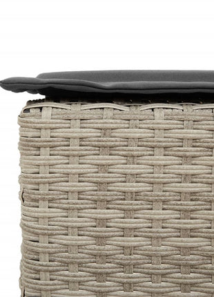 Tuinbarkrukken met kussens 2 st poly rattan lichtgrijs
