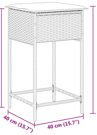 Tuinbarkrukken met kussens 2 st poly rattan lichtgrijs