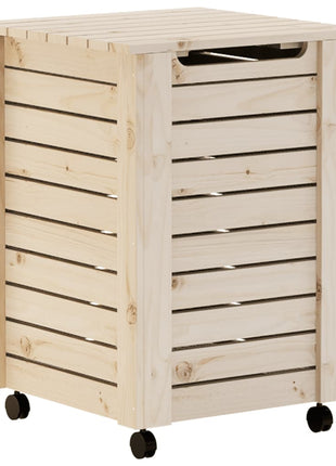 Wasmand met wielen RANA 45x45x64 cm massief grenenhout