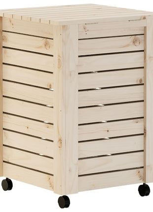 Wasmand met wielen RANA 45x45x64 cm massief grenenhout