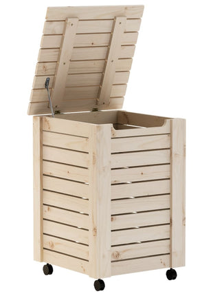Wasmand met wielen RANA 45x45x64 cm massief grenenhout