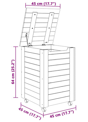 Wasmand met wielen RANA 45x45x64 cm massief grenenhout