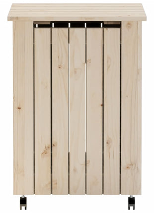 Wasmand met wielen RANA 45x45x64 cm massief grenenhout