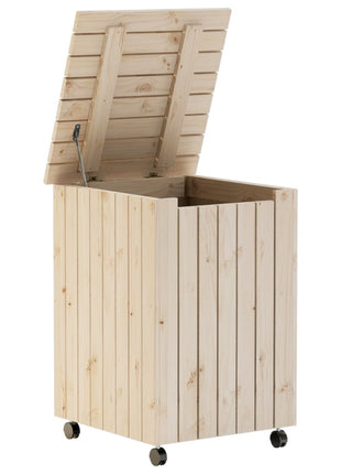 Wasmand met wielen RANA 45x45x64 cm massief grenenhout
