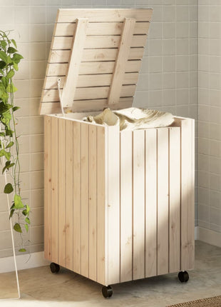 Wasmand met wielen RANA 45x45x64 cm massief grenenhout