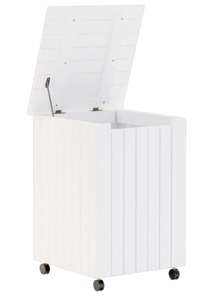 Wasmand met wielen RANA 45x45x64 cm massief grenenhout wit