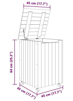 Wasmand met wielen RANA 45x45x64 cm massief grenenhout wit