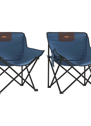 Campingstoelen 2 st met vakje inklapbaar blauw