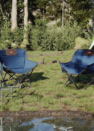 Campingstoelen 2 st met vakje inklapbaar blauw