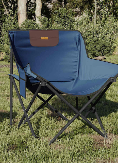 Campingstoelen 2 st met vakje inklapbaar blauw