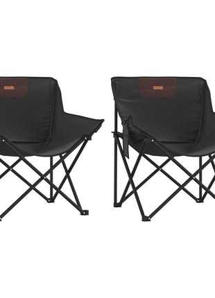 Campingstoelen 2 st met vakje inklapbaar zwart