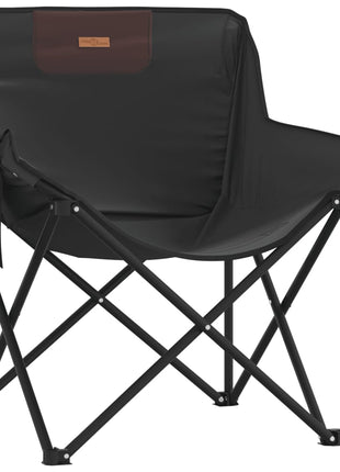 Campingstoelen 2 st met vakje inklapbaar zwart