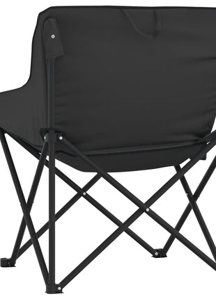 Campingstoelen 2 st met vakje inklapbaar zwart