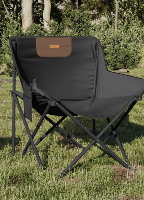 Campingstoelen 2 st met vakje inklapbaar zwart