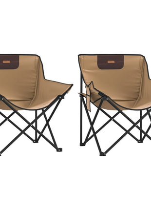 Campingstoelen 2 st met vakje inklapbaar bruin