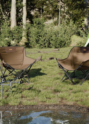 Campingstoelen 2 st met vakje inklapbaar bruin