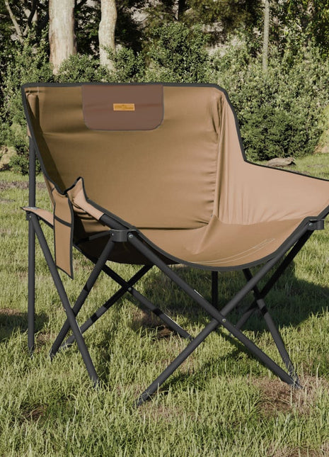 Campingstoelen 2 st met vakje inklapbaar bruin