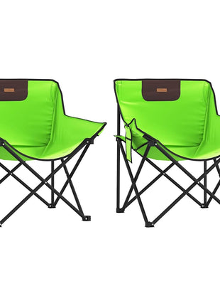 Campingstoelen 2 st met vakje inklapbaar groen