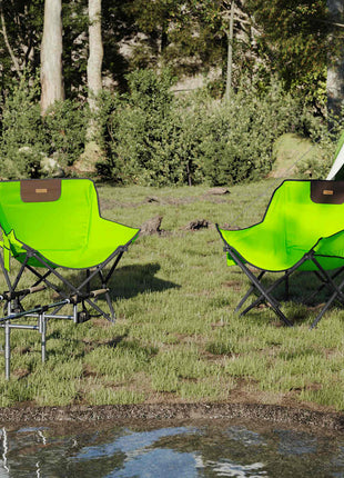 Campingstoelen 2 st met vakje inklapbaar groen