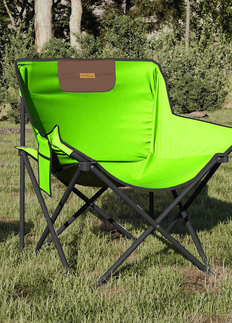 Campingstoelen 2 st met vakje inklapbaar groen