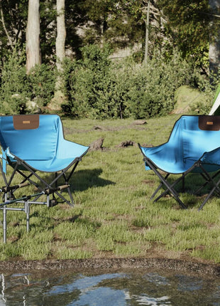 Campingstoelen 2 st met vakje inklapbaar felblauw