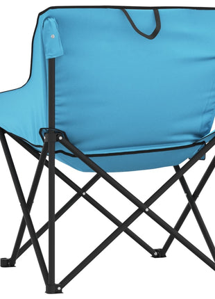 Campingstoelen 2 st met vakje inklapbaar felblauw