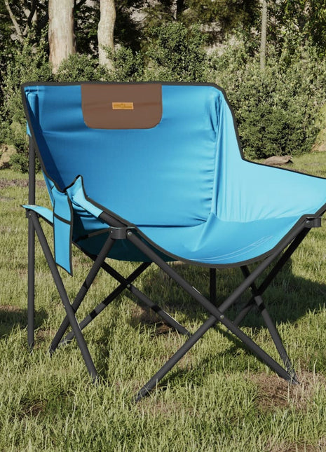 Campingstoelen 2 st met vakje inklapbaar felblauw