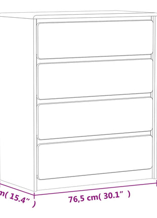 Ladekast SAUDA 76,5x39x91 cm massief grenenhout eikenkleurig