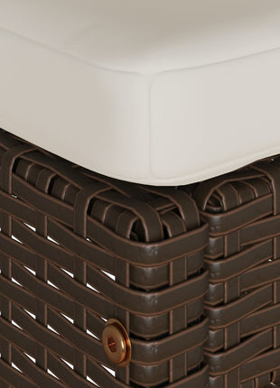 Tuinbarkrukken 2 st met kussens poly rattan bruin