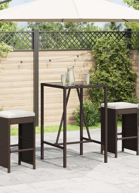 Tuinbarkrukken 2 st met kussens poly rattan bruin