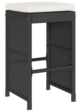 Tuinbarkrukken met kussens 2 st poly rattan zwart