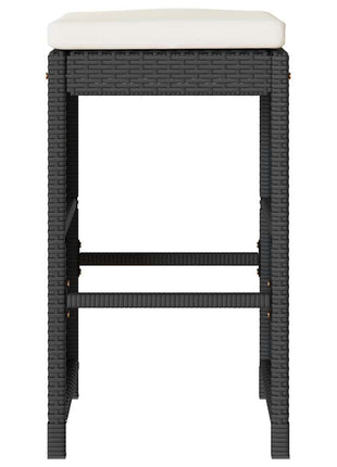 Tuinbarkrukken met kussens 2 st poly rattan zwart