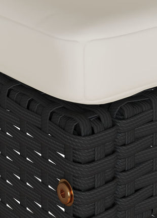 Tuinbarkrukken met kussens 2 st poly rattan zwart